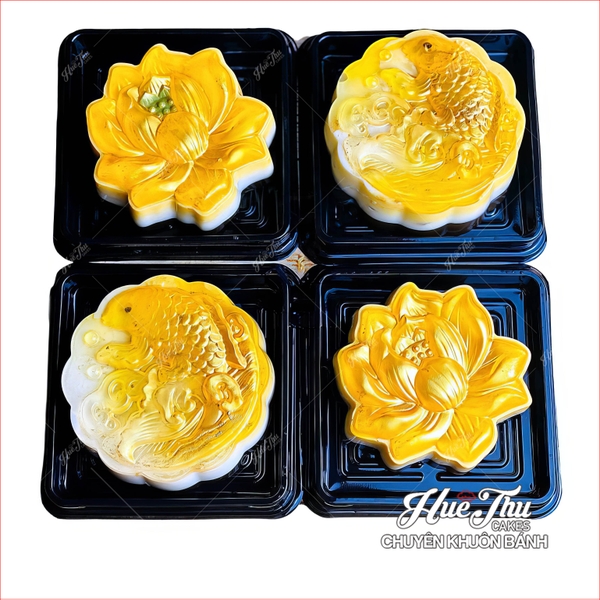 Khuôn rau câu, nhấn xôi Cá Chép, Hoa Sen (vỉ 4 khuôn) làm bánh rau câu, ép xôi