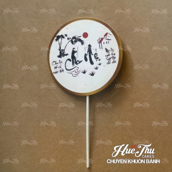 Que cắm Cha Mẹ Yêu trang trí bánh sinh nhật, bánh rau câu