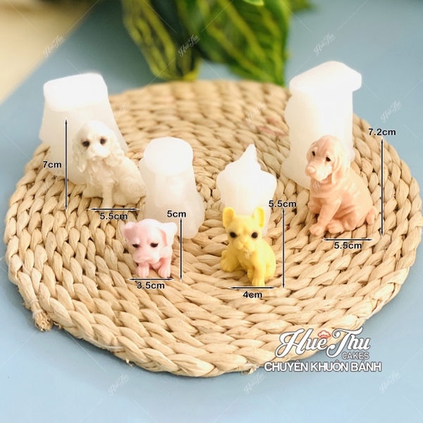 Khuôn silicon Chó Mèo Thú Cưng A148 (nhiều mẫu) làm bánh rau câu 3D 4D nhấn xôi, fondant, socola, nến hanmade