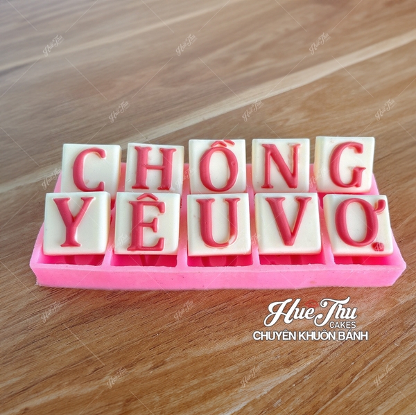 Khuôn silicon Bộ Chữ Tình Yêu I Love You làm bánh rau câu 3D 4D nhấn xôi, fondant, socola, nến hanmade