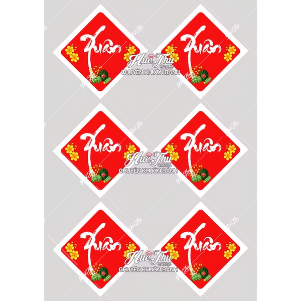 Tem dán trang trí Tết hình Con Giáp, tem dán chữ Cung Chúc Tân Xuân, Tết Xuân Tài Lộc