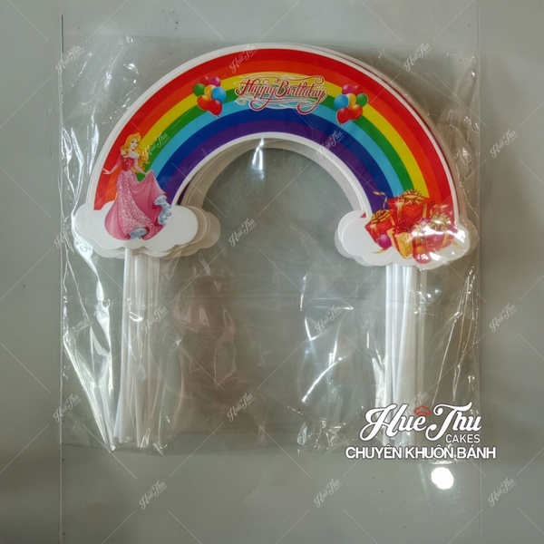 Que cắm Cầu Vồng (10 cái - nhiều mẫu) trang trí bánh rau câu, bánh kem