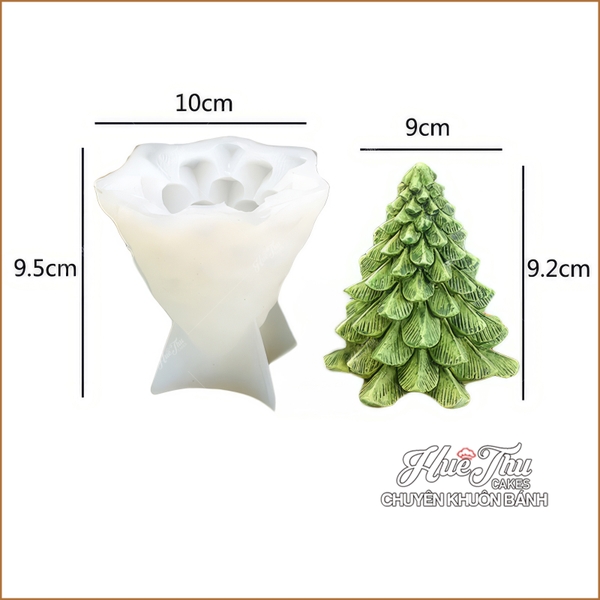 Bộ khuôn silicon 3 Cây Thông + 2 Ngôi Nhà Tuyết làm bánh rau câu 3D 4D nhấn xôi, fondant, socola, nến hanmade