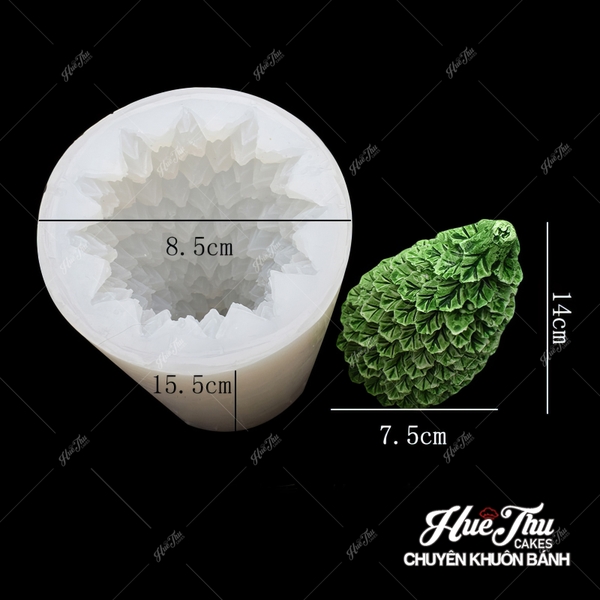 Bộ khuôn silicon 3 Cây Thông + 2 Ngôi Nhà Tuyết làm bánh rau câu 3D 4D nhấn xôi, fondant, socola, nến hanmade