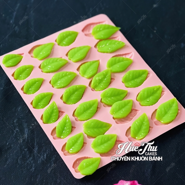 Khuôn silicon Vỉ Lá Gân (vỉ 28 lá) làm bánh rau câu 3D 4D nhấn xôi, fondant, socola, nến hanmade