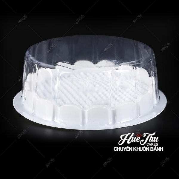Hộp đựng bánh nhựa tròn nắp bằng 10/14/16cm (set 10 hộp, đế đen / đế trắng) đựng bánh trung thu, bông lan, xôi