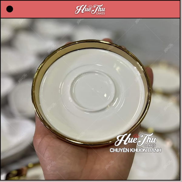 Đĩa Tròn Viền Vàng 11/13cm, Đĩa Sứ Tròn Decor - trang trí đồ ăn, bàn tiệc, mâm cúng