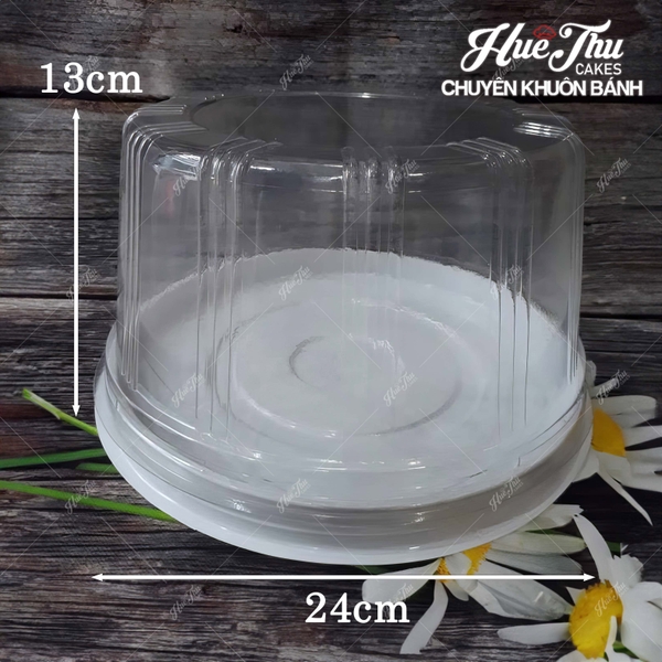 Hộp nhựa đựng bánh hình tròn 24cm H122 cao 7/9/13cm (10 hộp) đựng xôi, bánh