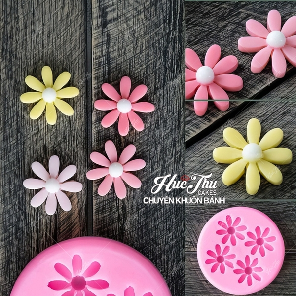 Khuôn silicon Cúc dại B69 làm bánh rau câu 3D 4D nhấn xôi, fondant, socola, nến hanmade