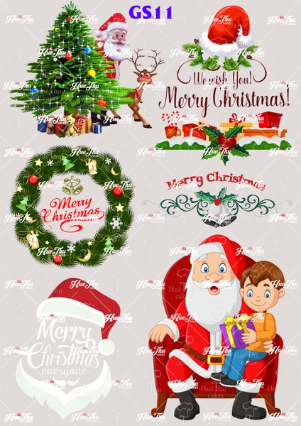 Tấm Decal Trong chủ đề Lễ Giáng Sinh - Noel, chữ dán tem dán lên bánh trang trí bánh rau câu tiện lợi (nhiều mẫu)