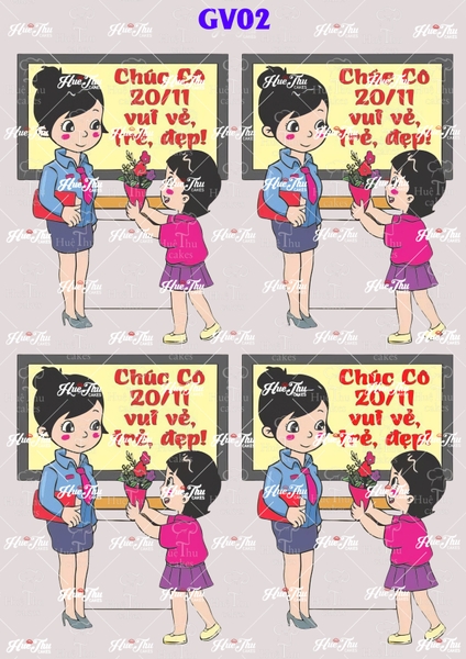 Tấm Decal Trong chủ đề Thầy Cô - Ngày Nhà Giáo, chữ dán tem dán lên bánh trang trí bánh rau câu (nhiều mẫu)