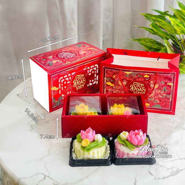 Hộp trung thu Loan Phụng (2 tầng) 4 bánh - hộp đựng bánh Trung Thu 150g - 250g