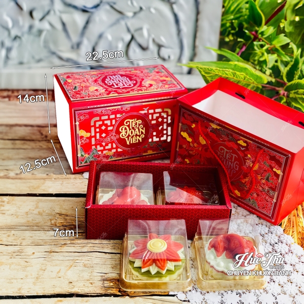 Hộp trung thu Loan Phụng (2 tầng) 4 bánh - hộp đựng bánh Trung Thu 150g - 250g