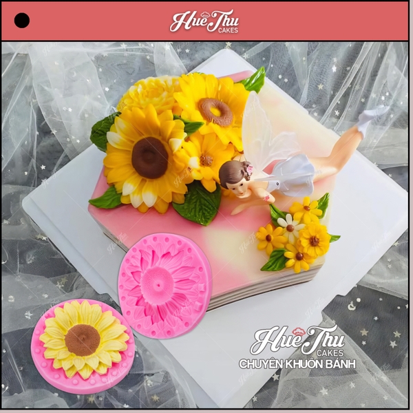 Khuôn silicon hoa Hướng Dương 10cm làm bánh rau câu 3D 4D nhấn xôi, fondant, socola, nến hanmade