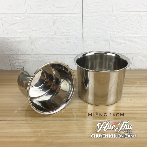 Nồi nấu sáp nến tròn trơn 14cm - nồi làm nến thơm bằng inox không gỉ