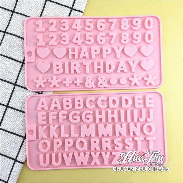 Khuôn silicon Chữ Số Trái Tim In Hoa 1.8*1.6cm làm bánh rau câu 3D 4D nhấn xôi, fondant, socola, nến hanmade