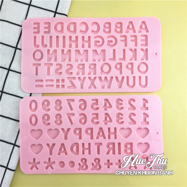 Khuôn silicon Chữ Số Trái Tim In Hoa 1.8*1.6cm làm bánh rau câu 3D 4D nhấn xôi, fondant, socola, nến hanmade