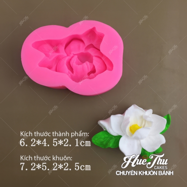 Khuôn silicon Hoa Mộc Lan 7.2cm (có lá) làm bánh rau câu 3D 4D nhấn xôi, fondant, socola, nến hanmade