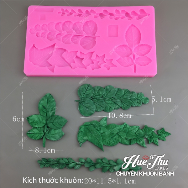 Khuôn silicon Lá Rừng, Hoa Rừng (vỉ nhiều chi tiết) làm bánh rau câu 3D 4D nhấn xôi, fondant, socola, nến hanmade