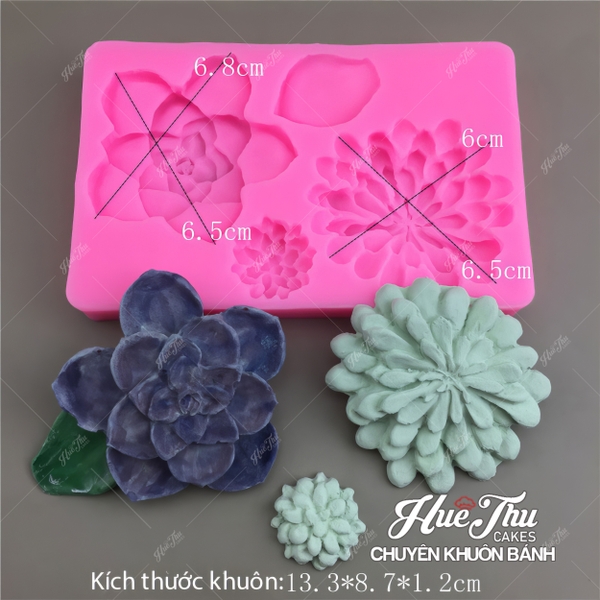 Khuôn silicon Lá Rừng, Hoa Rừng (vỉ nhiều chi tiết) làm bánh rau câu 3D 4D nhấn xôi, fondant, socola, nến hanmade