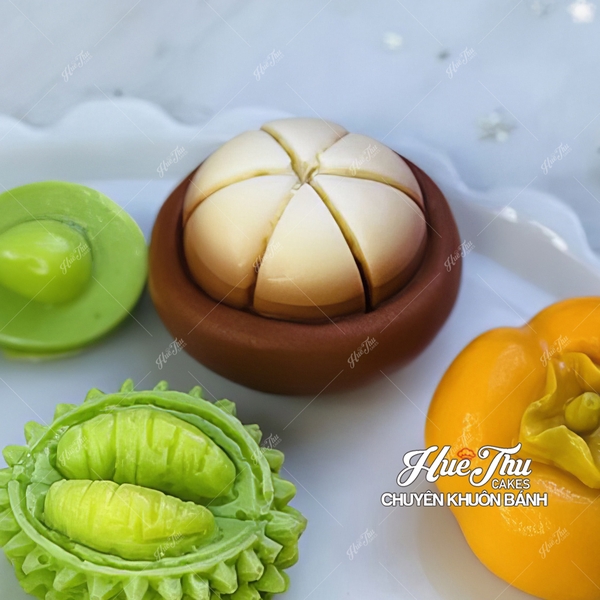 Khuôn silicon quả Măng Cụt, quả Hồng làm bánh rau câu 3D 4D nhấn xôi, fondant, socola, nến hanmade