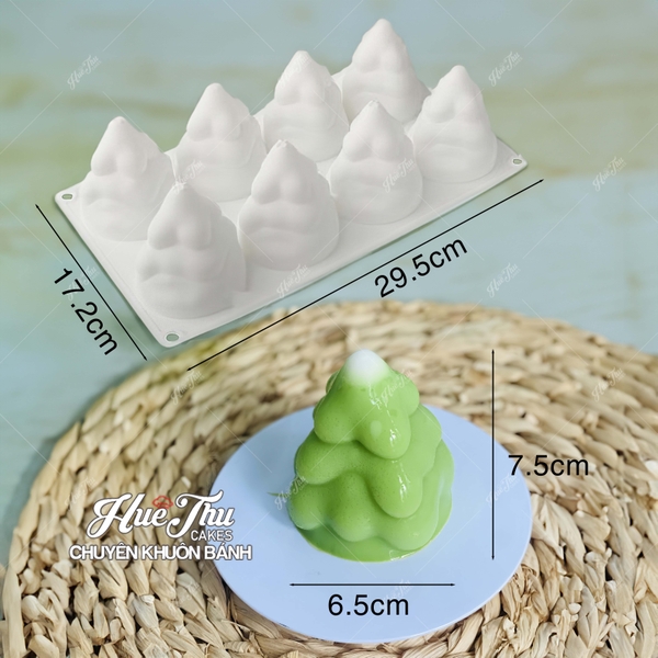 Khuôn silicon Cây Thông Noel A95 (vỉ 8 hình) làm bánh rau câu 3D 4D nhấn xôi, fondant, socola, nến hanmade