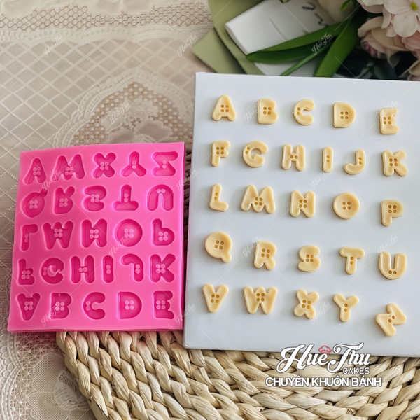 Khuôn silicon Bộ Chữ Cúc Áo A118 làm bánh rau câu 3D 4D nhấn xôi, fondant, socola, nến hanmade