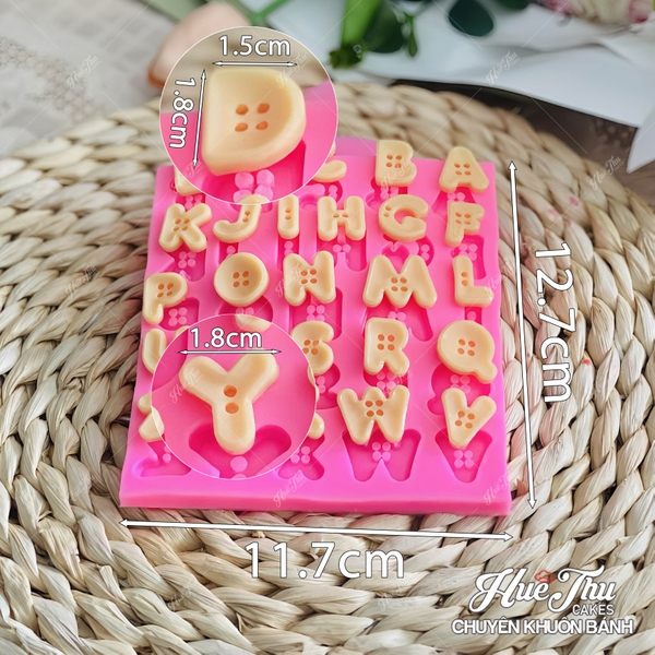 Khuôn silicon Bộ Chữ Cúc Áo A118 làm bánh rau câu 3D 4D nhấn xôi, fondant, socola, nến hanmade