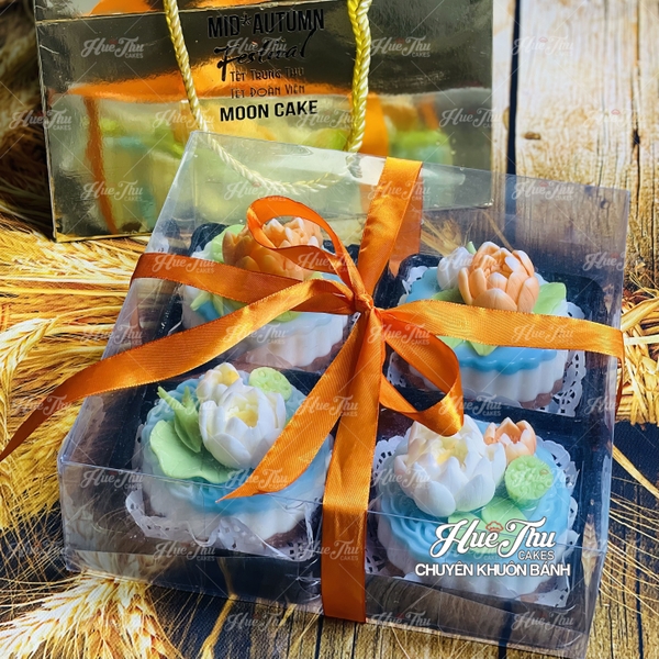 Hộp đựng bánh vuông 12x12cm đế đen, vàng, trắng cao 5/7.5cm (10 cái) đựng bánh rau câu, bông lan, Trung Thu