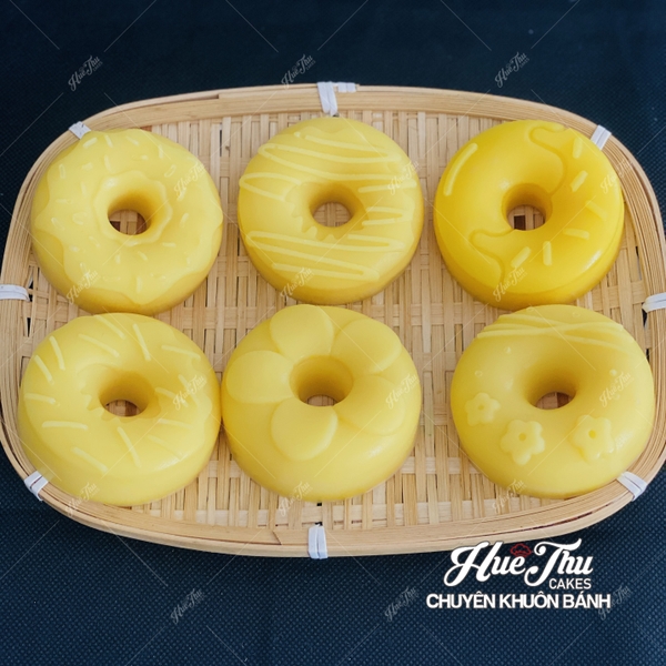 Khuôn silicon Bánh Donut A123 (vỉ 6 hình) làm bánh rau câu 3D 4D nhấn xôi, fondant, socola, nến hanmade
