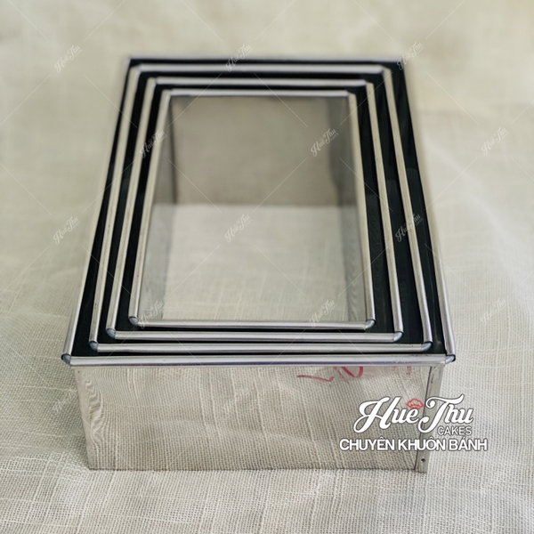 Khuôn Ring hình Chữ Nhật 18/20/22/24cm cao 8cm (inox 304) làm bánh rau câu, bánh mousse