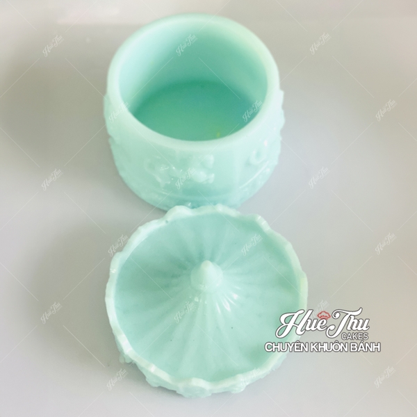 Khuôn silicon Hũ Vàng - Hộp Đựng 10.4cm A152 (thân + nắp) làm bánh rau câu 3D 4D nhấn xôi, fondant, socola, nến hanmade