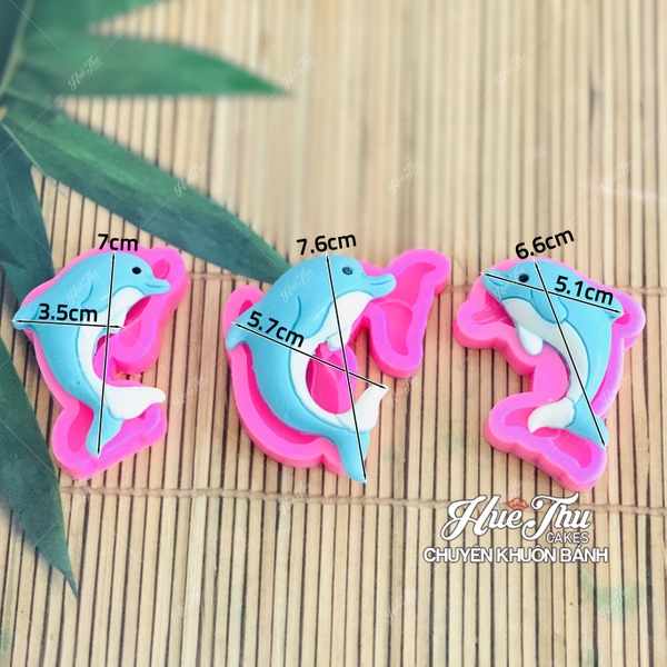 Khuôn silicon Cá Heo A164 (set 3 khuôn lớn nhỏ) làm bánh rau câu 3D 4D nhấn xôi, fondant, socola, nến hanmade