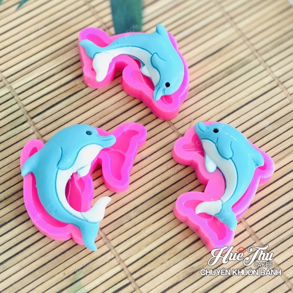 Khuôn silicon Cá Heo A164 (set 3 khuôn lớn nhỏ) làm bánh rau câu 3D 4D nhấn xôi, fondant, socola, nến hanmade