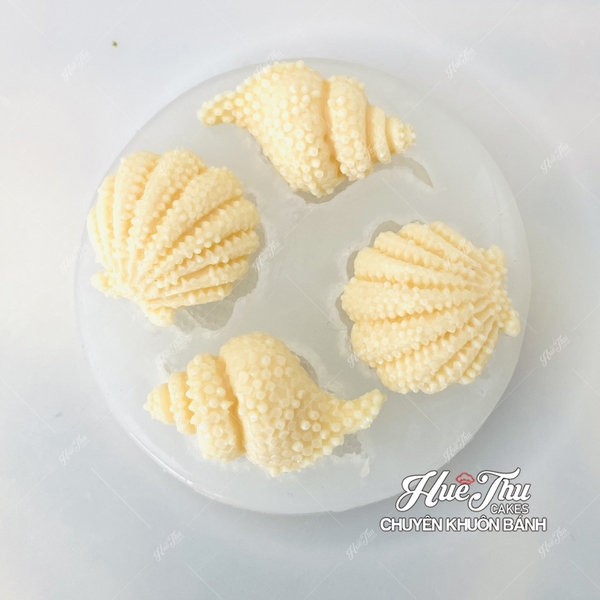 Khuôn silicon Ốc Biển Sò Điệp A159 (vỉ 3 khuôn) làm bánh rau câu 3D 4D nhấn xôi, fondant, socola, nến hanmade