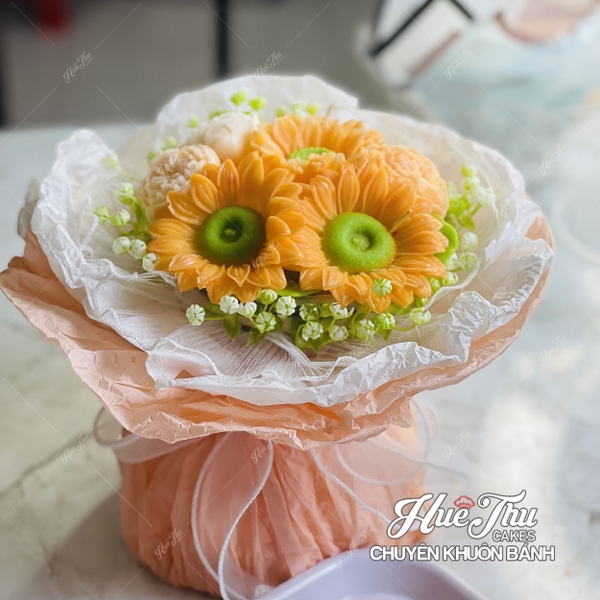 Khuôn silicon hoa Hướng Dương 10cm làm bánh rau câu 3D 4D nhấn xôi, fondant, socola, nến hanmade