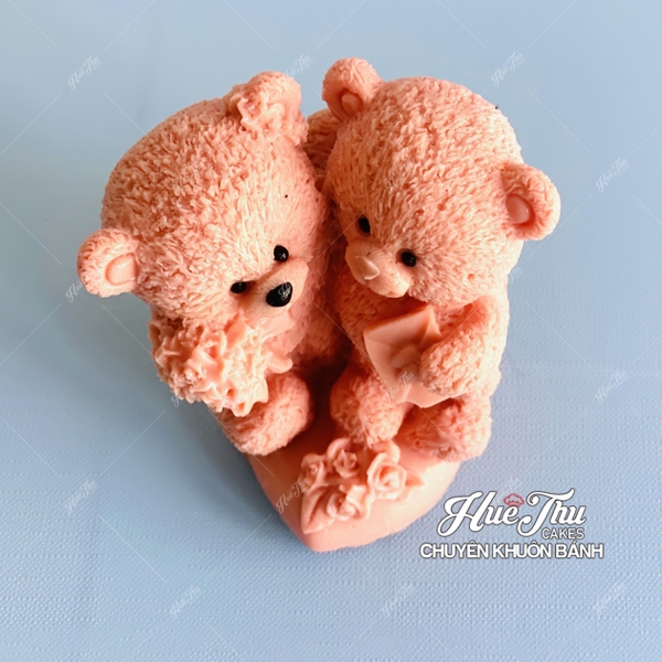 Khuôn silicon Cặp Gấu 7.6cm A142 làm bánh rau câu 3D 4D nhấn xôi, fondant, socola, nến hanmade