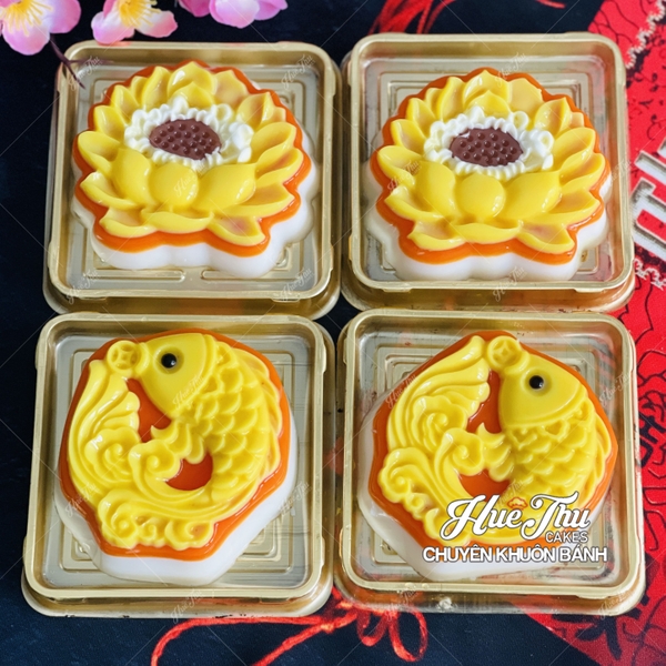 Khuôn rau câu, nhấn xôi Cá Chép Hoa Sen N7 (vỉ 4 khuôn) làm bánh rau câu, ép xôi