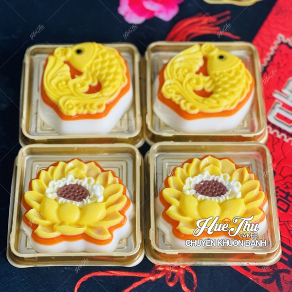 Khuôn rau câu, nhấn xôi Cá Chép Hoa Sen N7 (vỉ 4 khuôn) làm bánh rau câu, ép xôi