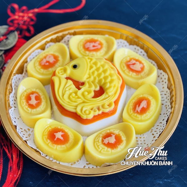Hộp Nhựa Vàng Hình Tròn HC5 16/20/25/28cm (10 hộp, có nắp) đựng bánh rau câu cá chép, đựng bánh các loại