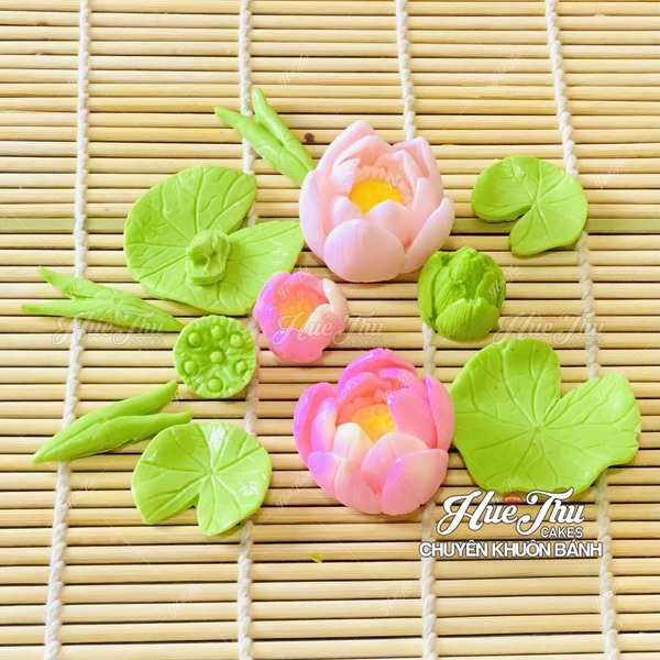 Bộ khuôn silicon Hoa Sen Thái (11 chi tiết) làm bánh rau câu 3D 4D nhấn xôi, fondant, socola, nến hanmade