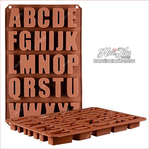 Khuôn silicon Bộ Chữ In Hoa/In Thường/Số (chữ cao 5.2cm) làm bánh rau câu 3D 4D nhấn xôi, fondant, socola, nến hanmade