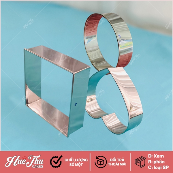 Khuôn Ring Bánh Mousse hình Tròn/Vuông/Tim kích thước 10/12/14/16/18/20/22/24/26/28/30cm cao 6cm (inox 304)