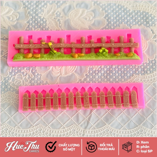 Khuôn silicon Hàng Rào Gỗ A140 làm bánh rau câu 3D 4D nhấn xôi, fondant, socola, nến hanmade