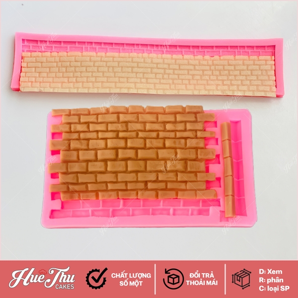 Khuôn silicon Tường Gạch A155 làm bánh rau câu 3D 4D nhấn xôi, fondant, socola, nến hanmade