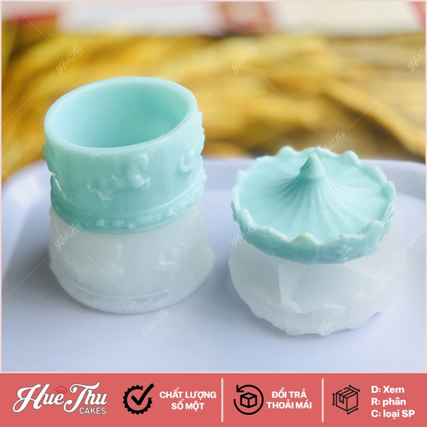 Khuôn silicon Hũ Vàng - Hộp Đựng 10.4cm A152 (thân + nắp) làm bánh rau câu 3D 4D nhấn xôi, fondant, socola, nến hanmade