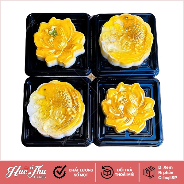Khuôn rau câu, nhấn xôi Cá Chép, Hoa Sen (vỉ 4 khuôn) làm bánh rau câu, ép xôi