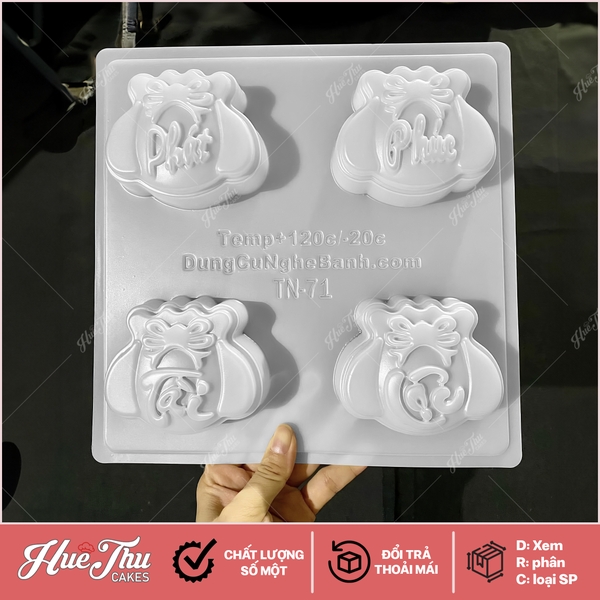 Khuôn nhựa Túi Vàng Phúc Lộc Tài Phát làm bánh rau câu 3D 4D nhấn xôi, fondant, socola, nến hanmade