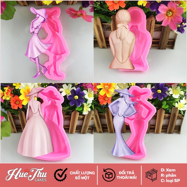 Khuôn silicon Cô Gái dùng làm bánh rau câu 3D 4D nhấn xôi, fondant, socola, nến hanmade ngày phụ nữ