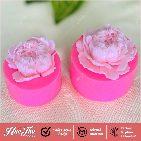 Khuôn silicon Hoa Mẫu Đơn A207 (1 cặp) làm bánh rau câu 3D 4D nhấn xôi, fondant, socola, nến hanmade